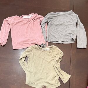 Zara Kids Long Sleeve Shirt Trio - Pink, Gray, and green 2t